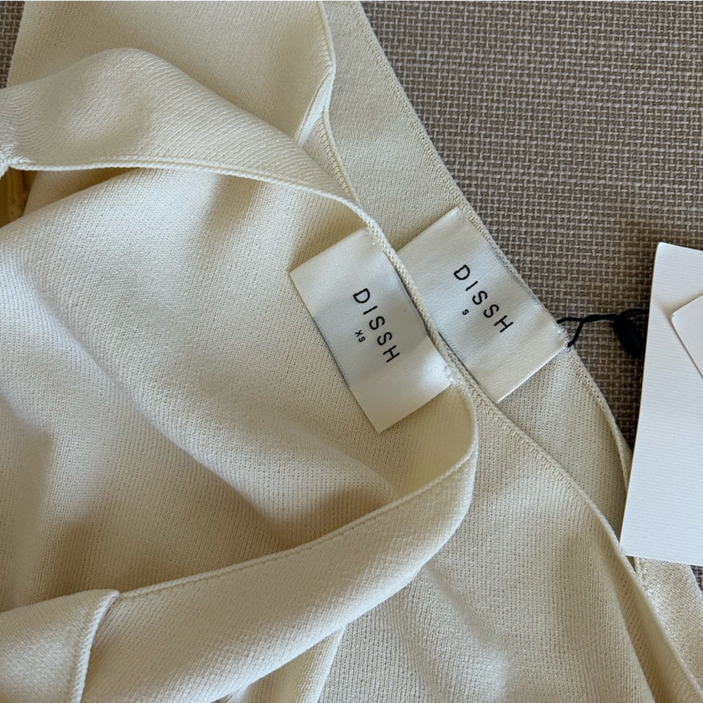 NWT DISSH Lane Cream Marle Asym Knit Top One Shoulder Causal Stretchy Beige - Picture 8 of 9